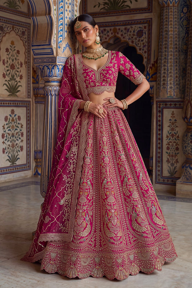 Pink Embroidered Silk Lehenga (ACA9096)