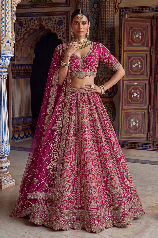 Pink Embroidered Silk Lehenga (ACA9096)