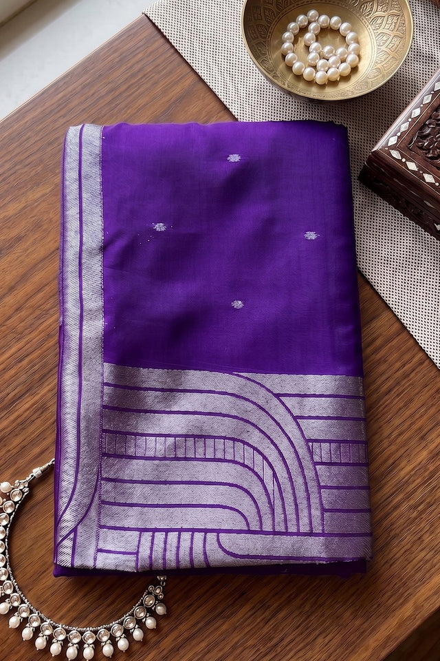 Blue Woven Cotton Blend Saree (ACA9112)