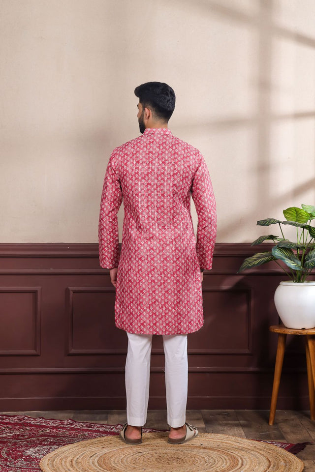 Mens Multi Color Printed Cotton Kurta Set (ACA9322)