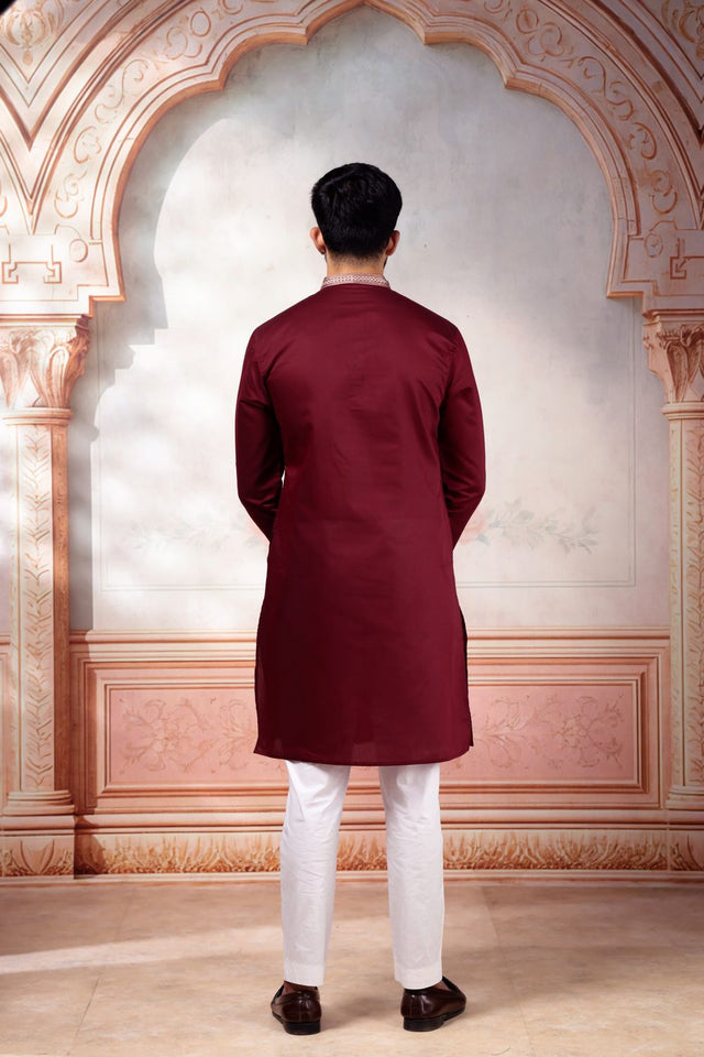 Mens Multi Color Embroidered Cotton Kurta Set (ACA9328)