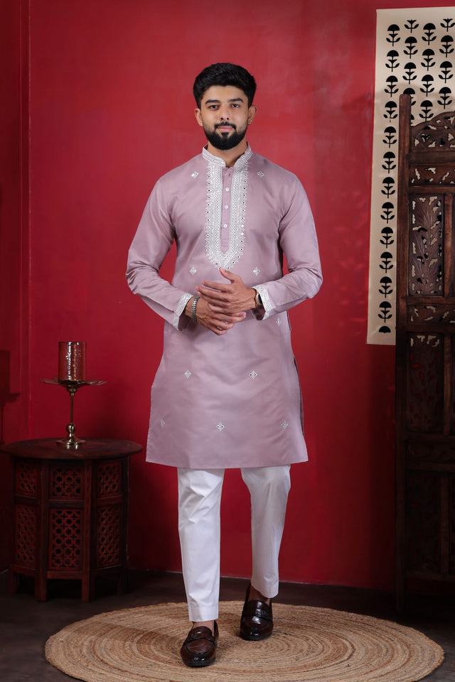 Mens Multi Color Embroidered Cotton Kurta Set (ACA9330)