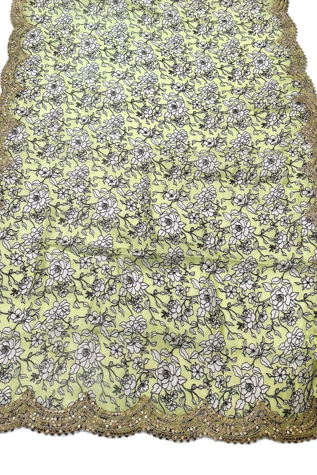 Sea Green Printed Organza Dupatta (ACA9351)