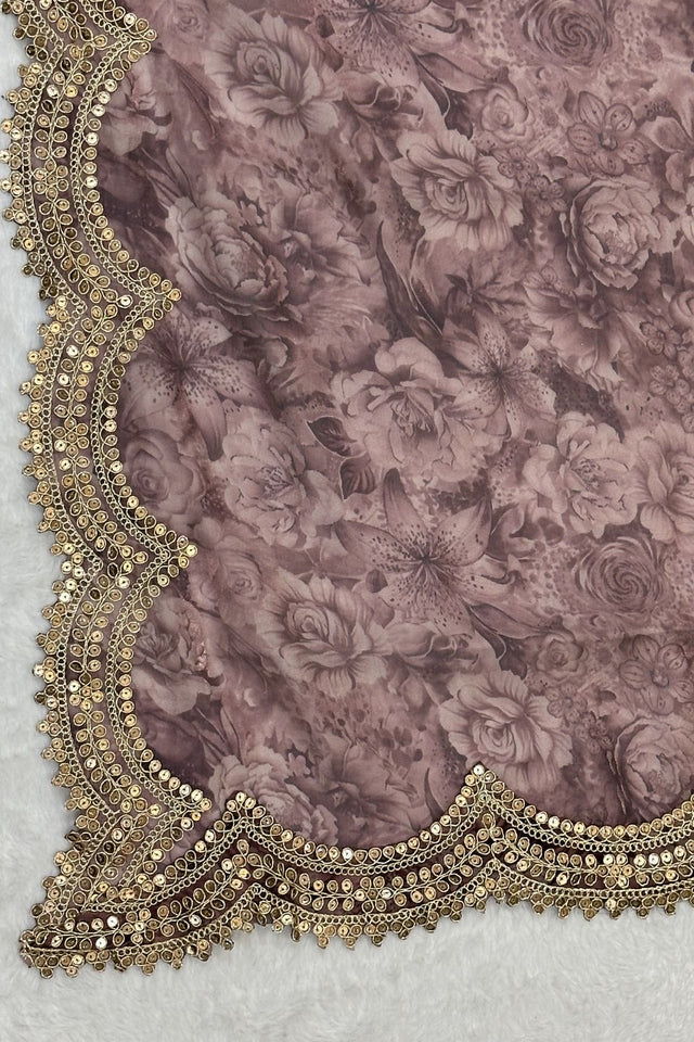 Purple Printed Organza Dupatta (ACA9355)