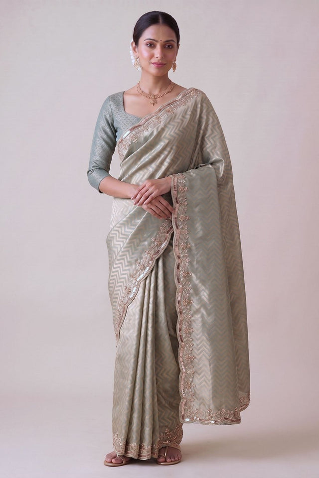 Grey Woven Banarasi Silk Saree (ACA9361)