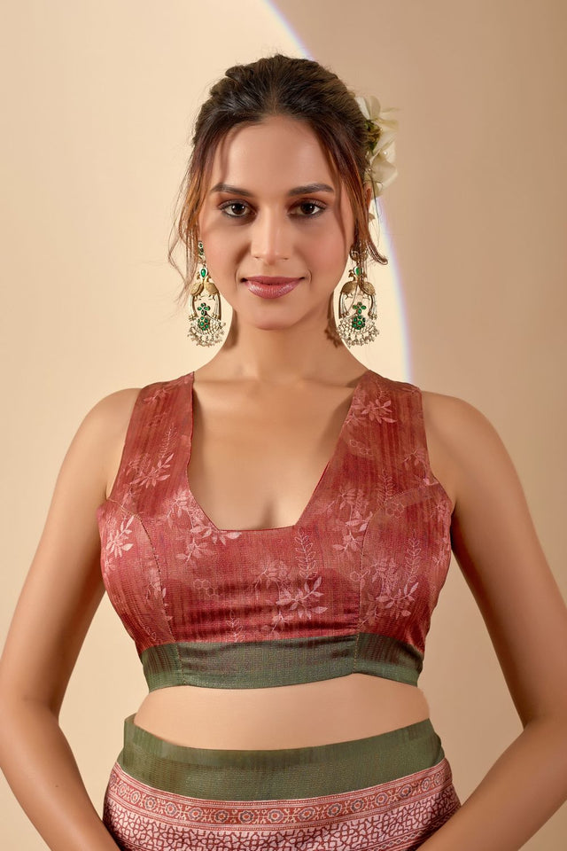Green Printed Silk Ready to Wear Saree (ACA9385)