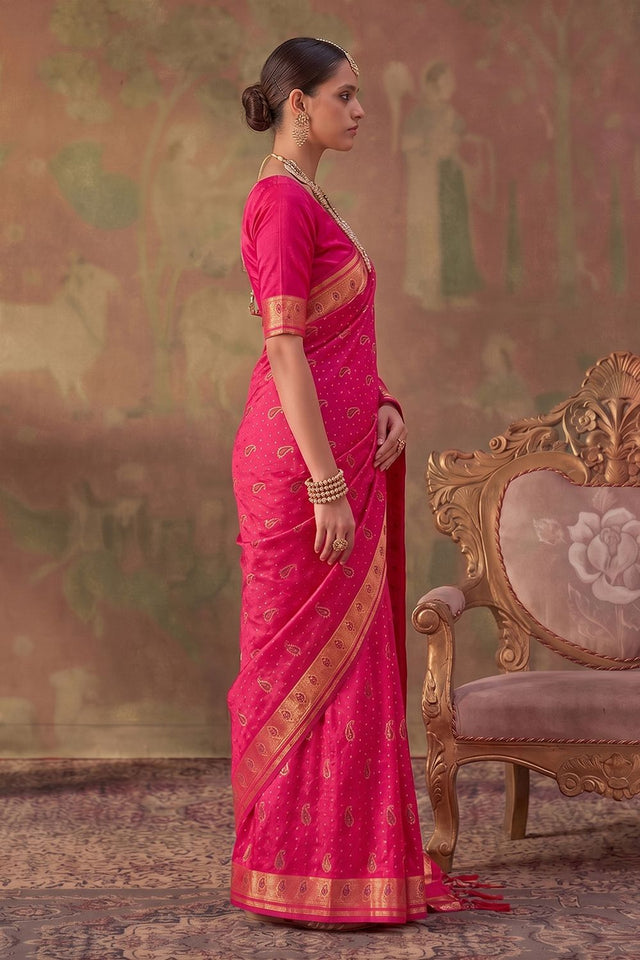 Pink Woven Soft Silk Saree (ACA9414)