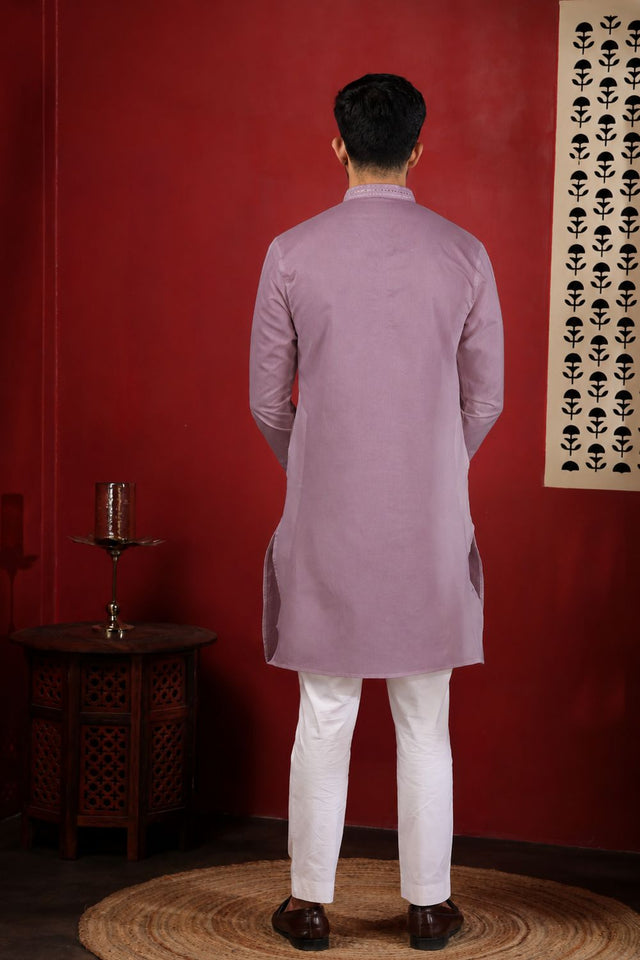 Mens Multi Color Embroidered Cotton Kurta Set (ACA9422)