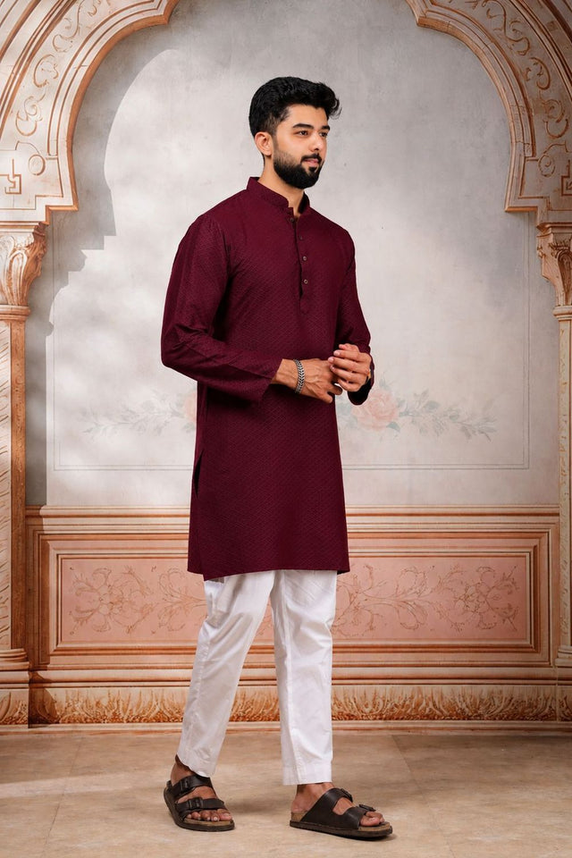 Mens Multi Color Woven Cotton Kurta Set (ACA9433)