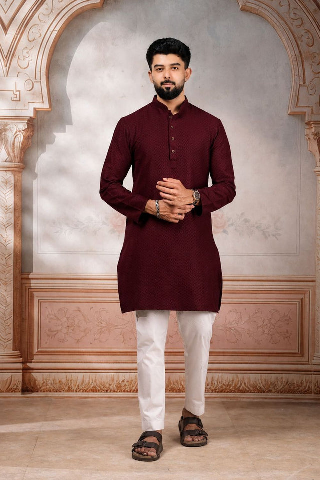 Mens Multi Color Woven Cotton Kurta Set (ACA9433)