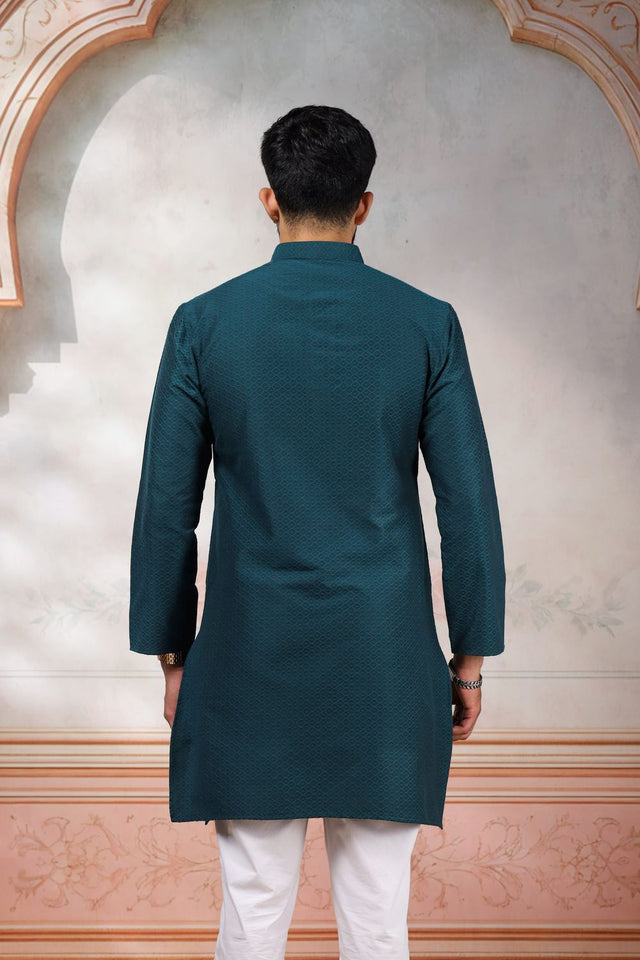Mens Pink Woven Cotton Kurta Set (ACA9435)