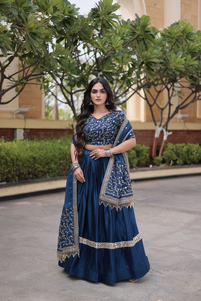 Blue Zari With Mirror Sequin Lehenga (ACA9449)