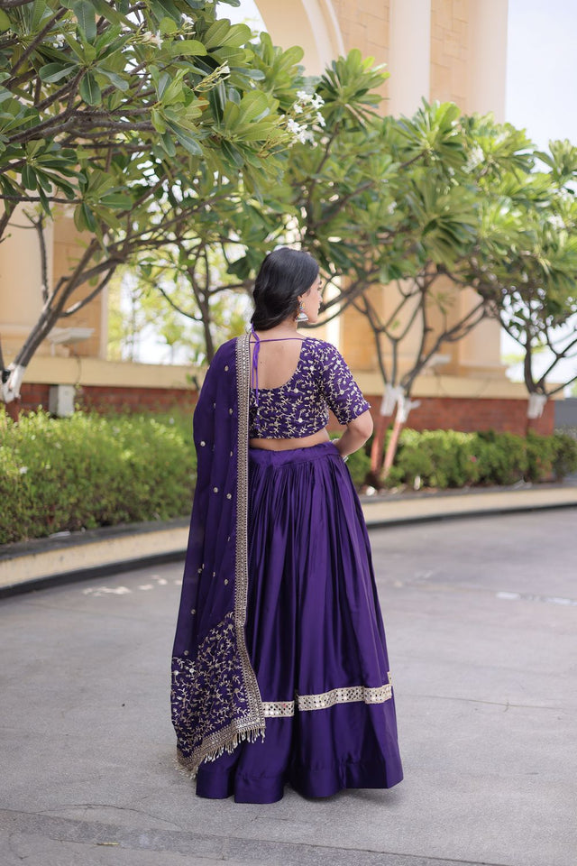 Purple Zari With Mirror Sequin Lehenga (ACA9452)