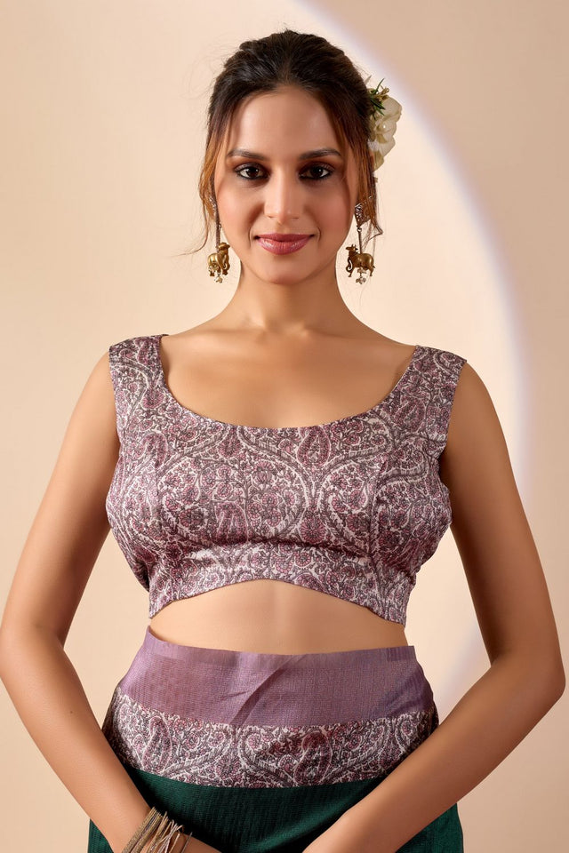 Turquoise Printed Silk Ready to Wear Saree (ACA9477)