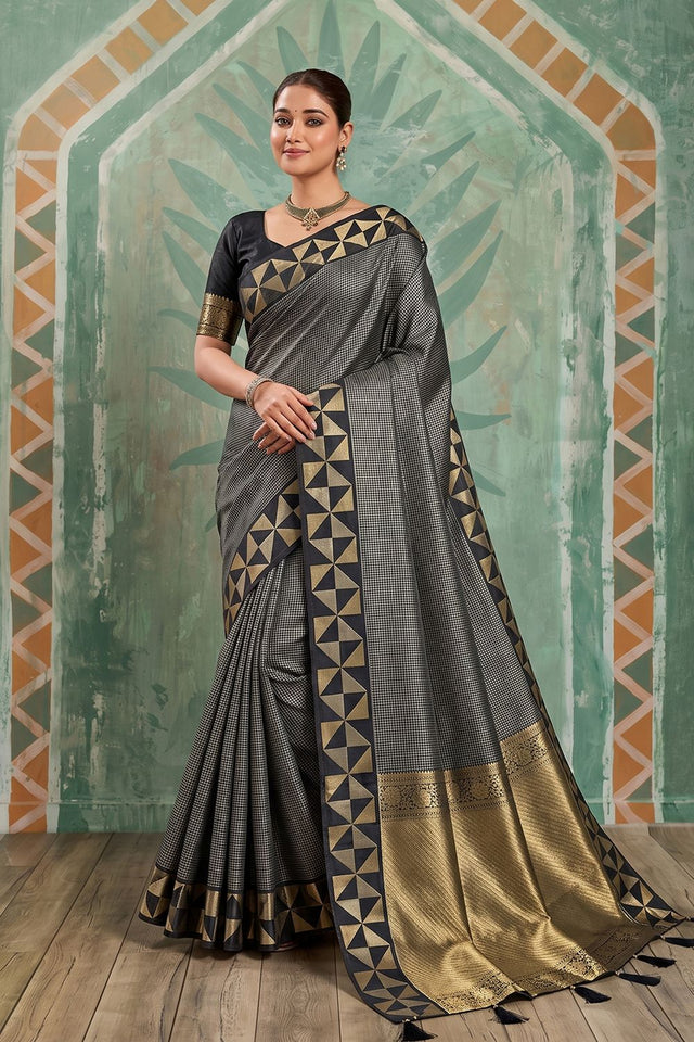 Black Woven Art Silk Saree (ACA9499)