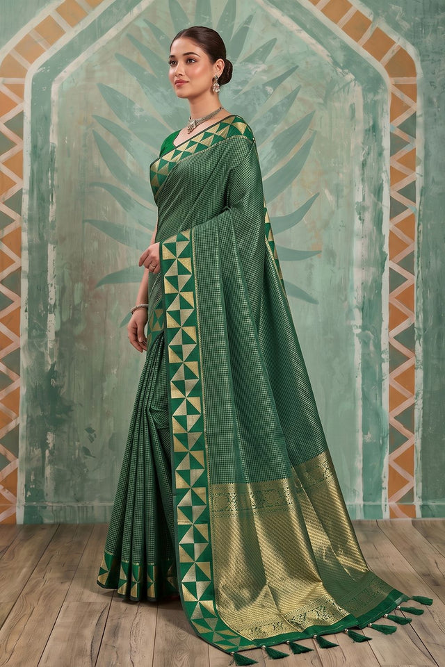 Green Woven Art Silk Saree (ACA9503)