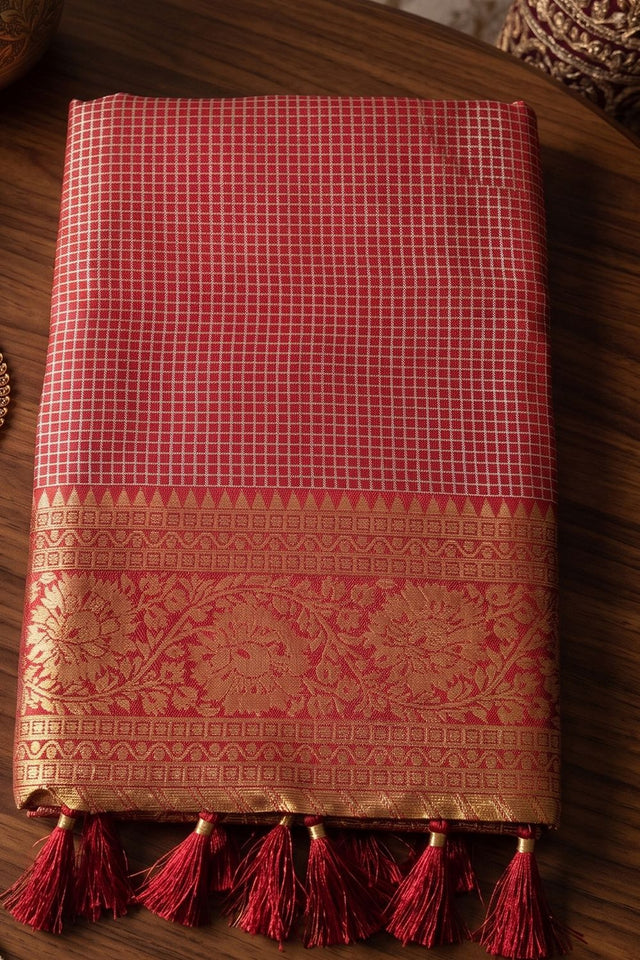 Maroon Woven Art Silk Saree (ACA9504)
