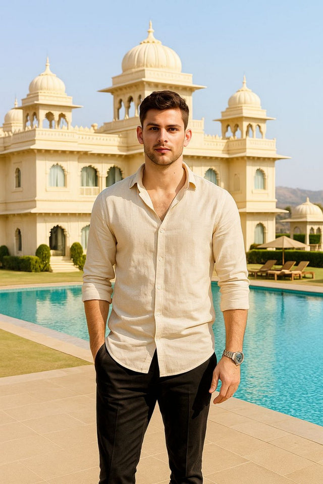 Mens Brown Solid Cotton Blend Shirt (ACA9513)