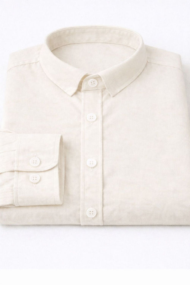 Mens Cream Solid Cotton Blend Shirt (ACA9515)