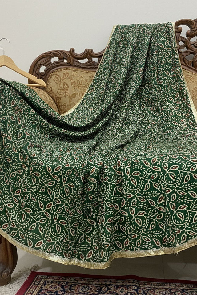 Green Printed Cotton Dupatta (ACA9522)