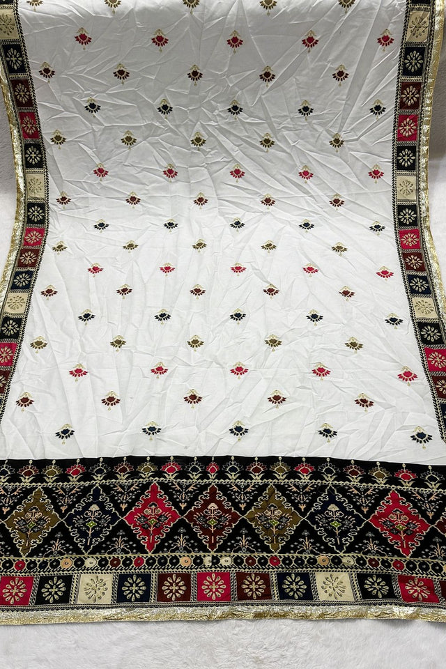 White Printed Cotton Dupatta (ACA9525)