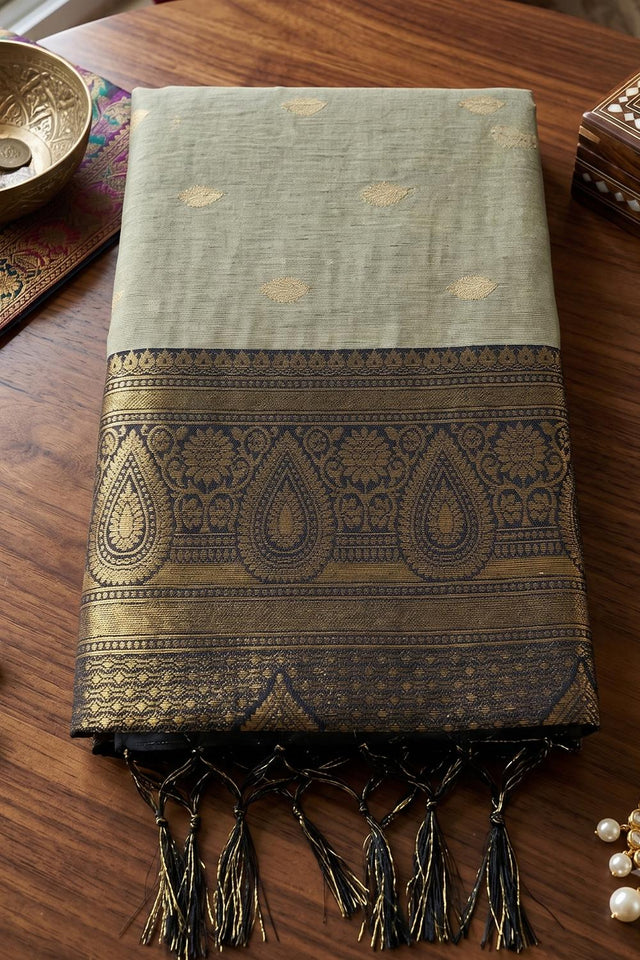 Cream Woven Cotton Saree (ACA9570)
