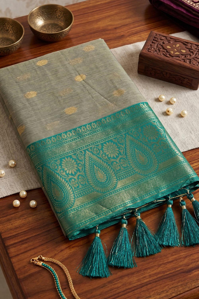 Brown Woven Cotton Saree (ACA9571)