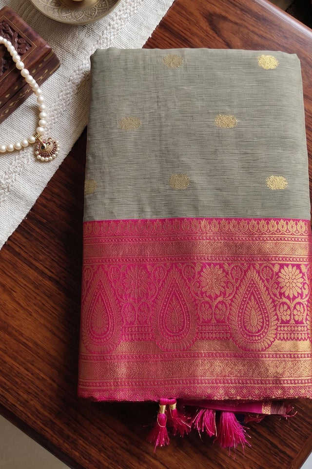 Brown Woven Cotton Saree (ACA9574)