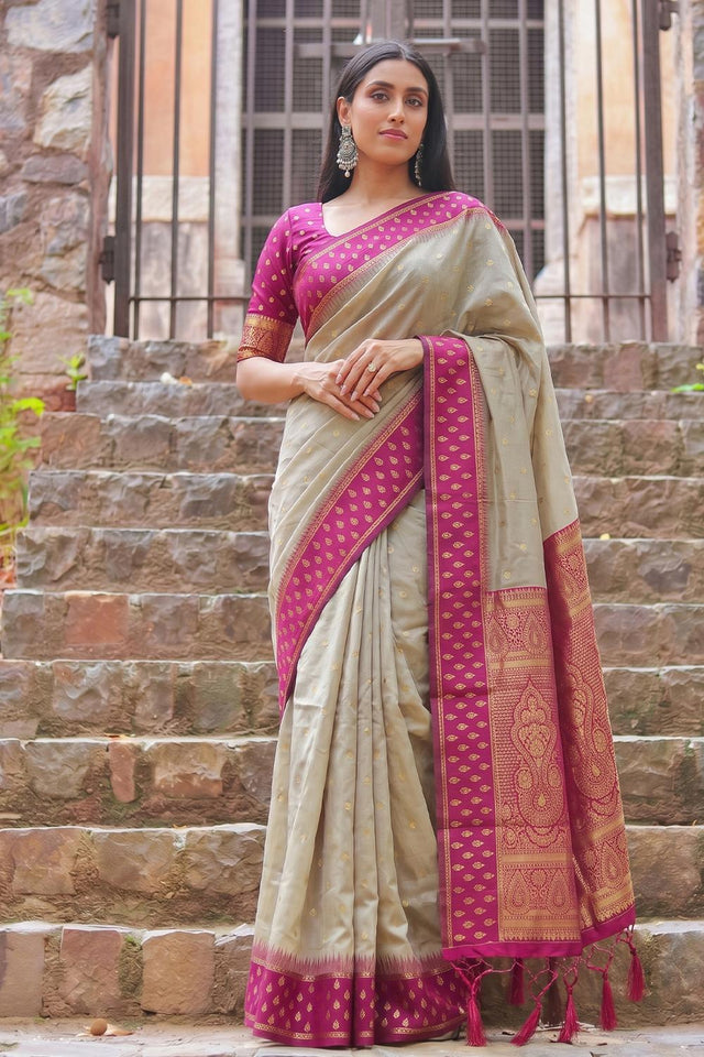 Brown Woven Cotton Saree (ACA9574)