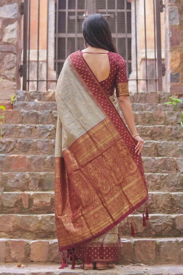 Brown Woven Cotton Saree (ACA9575)