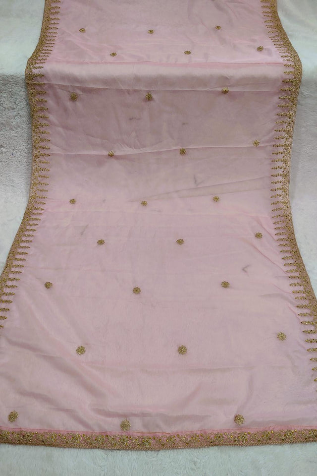 Light Pink Embroidered Organza Dupatta (ACA9644)