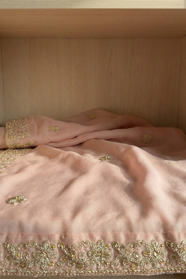 Peach Embroidered Organza Dupatta (ACA9646)