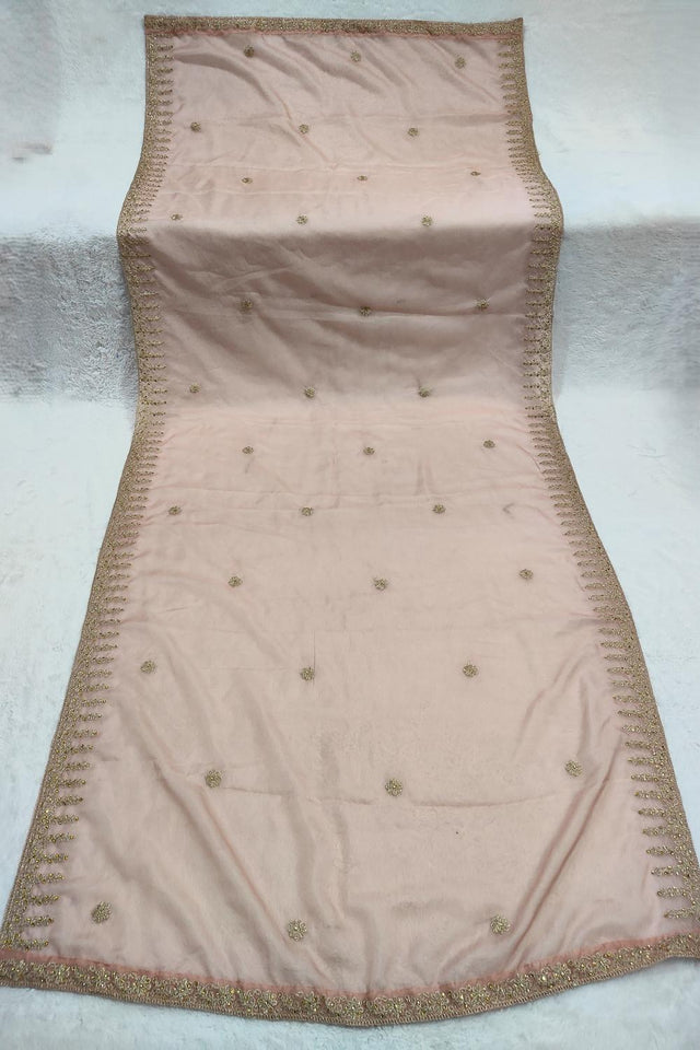 Peach Embroidered Organza Dupatta (ACA9646)