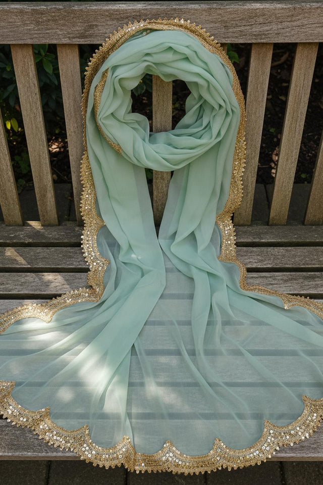 Blue Sequin with Embroidered Organza Dupatta (ACA9719)