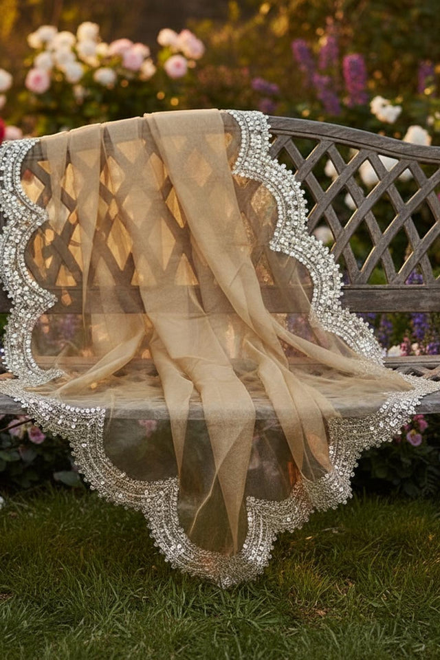 Beige Sequin with Embroidered Organza Dupatta (ACA9721)
