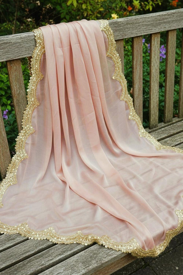 Peach Sequin with Embroidered Organza Dupatta (ACA9724)