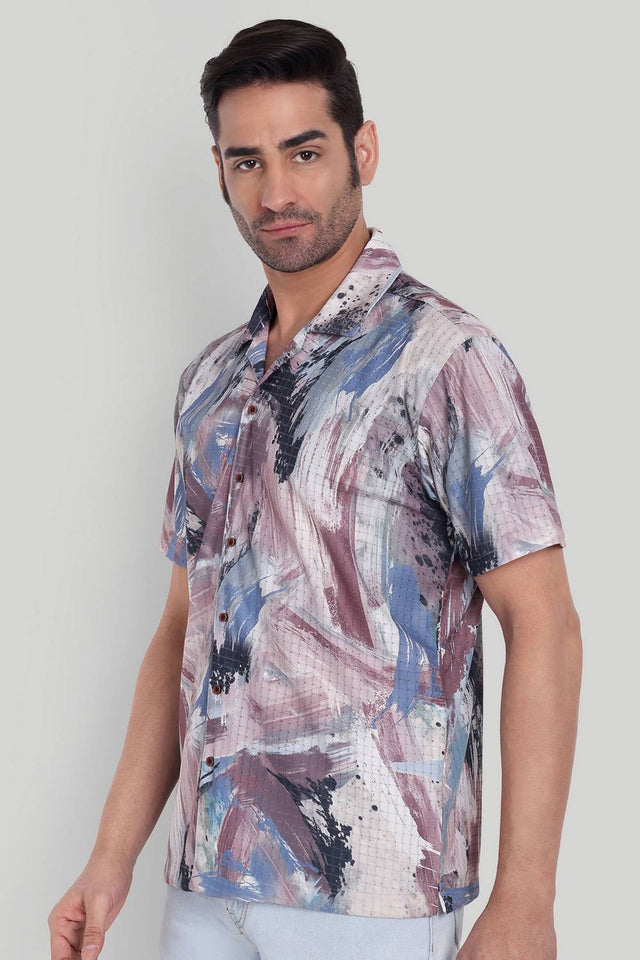 Mens Multi Color Printed Cotton Blend Shirt (ACA9740)