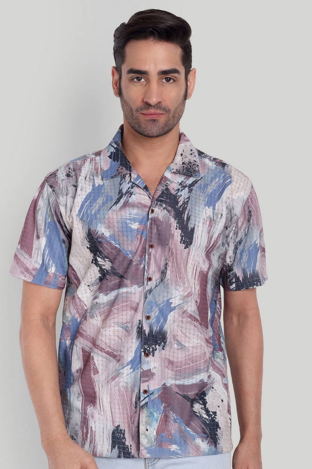 Mens Multi Color Printed Cotton Blend Shirt (ACA9740)