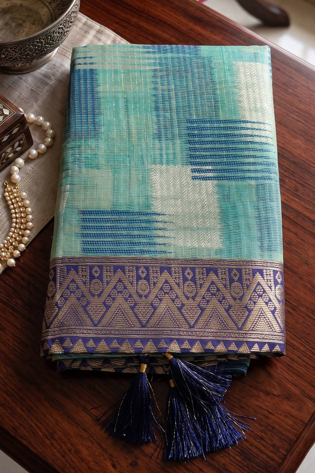 Blue Woven Linen Saree (ACA9759)