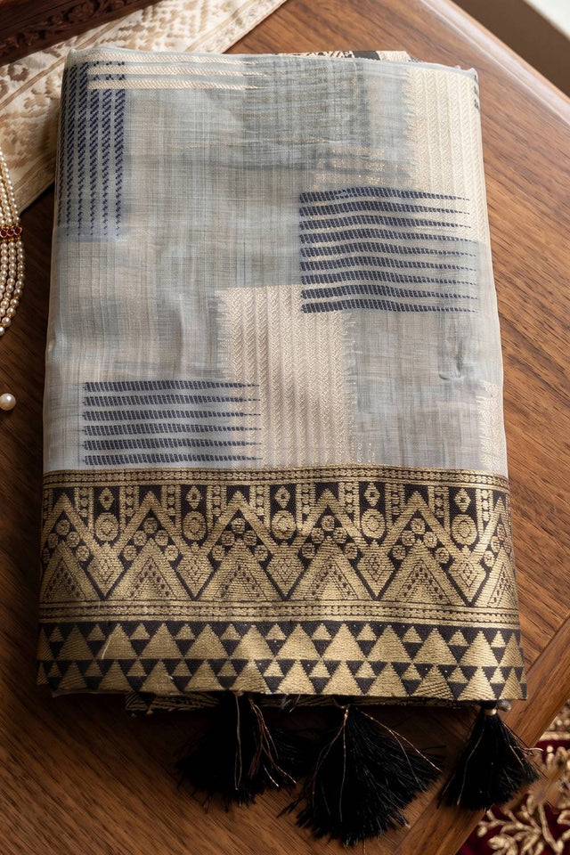 Grey Woven Linen Saree (ACA9761)