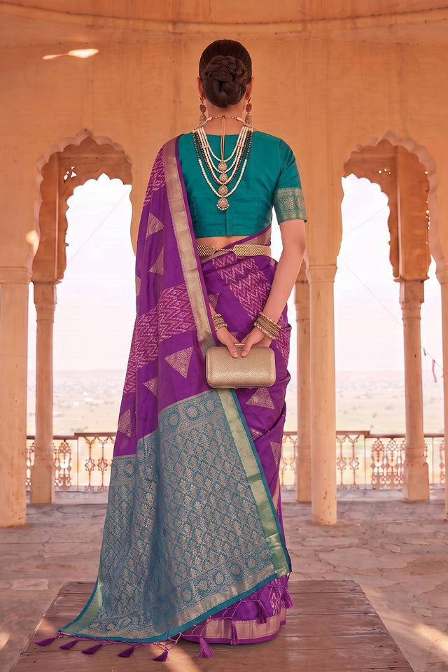 Purple Woven Soft Silk Saree (ACA9796)