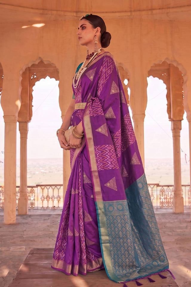Purple Woven Soft Silk Saree (ACA9796)