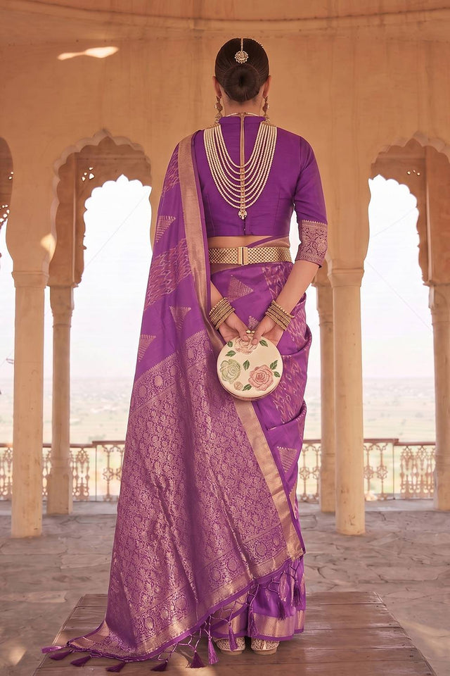 Violet Woven Soft Silk Saree (ACA9798)
