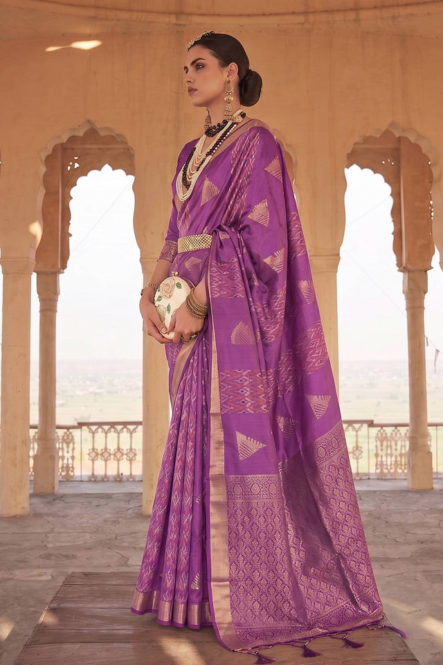 Violet Woven Soft Silk Saree (ACA9798)