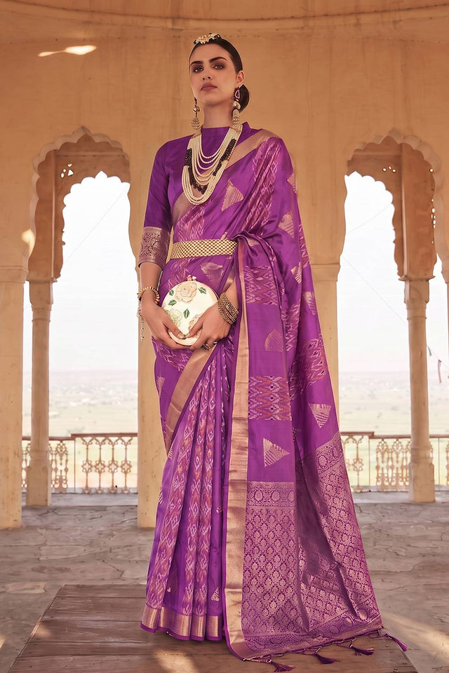 Violet Woven Soft Silk Saree (ACA9798)