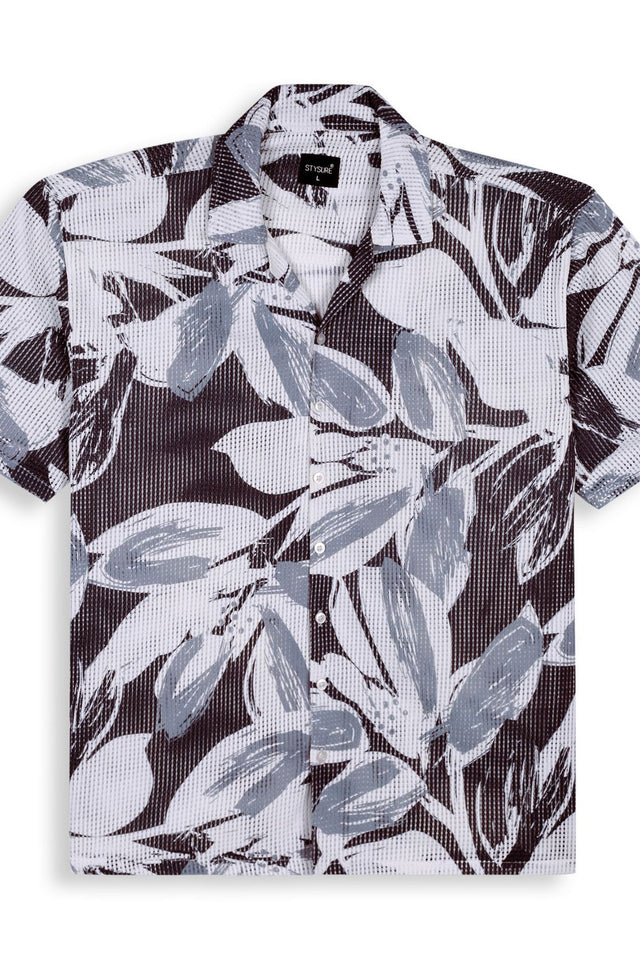Mens Black Printed Cotton Blend Shirt (ACA9820)