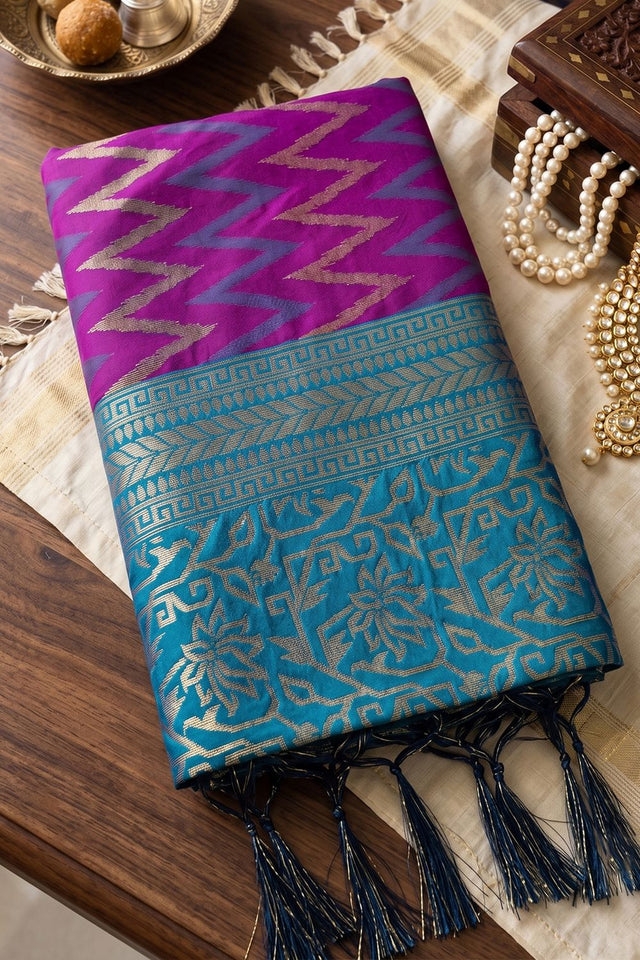 Purple Woven Silk Saree (ACA9840)