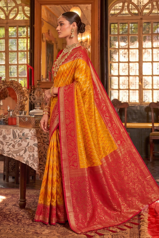 Mustard Woven Silk Saree (ACA9843)