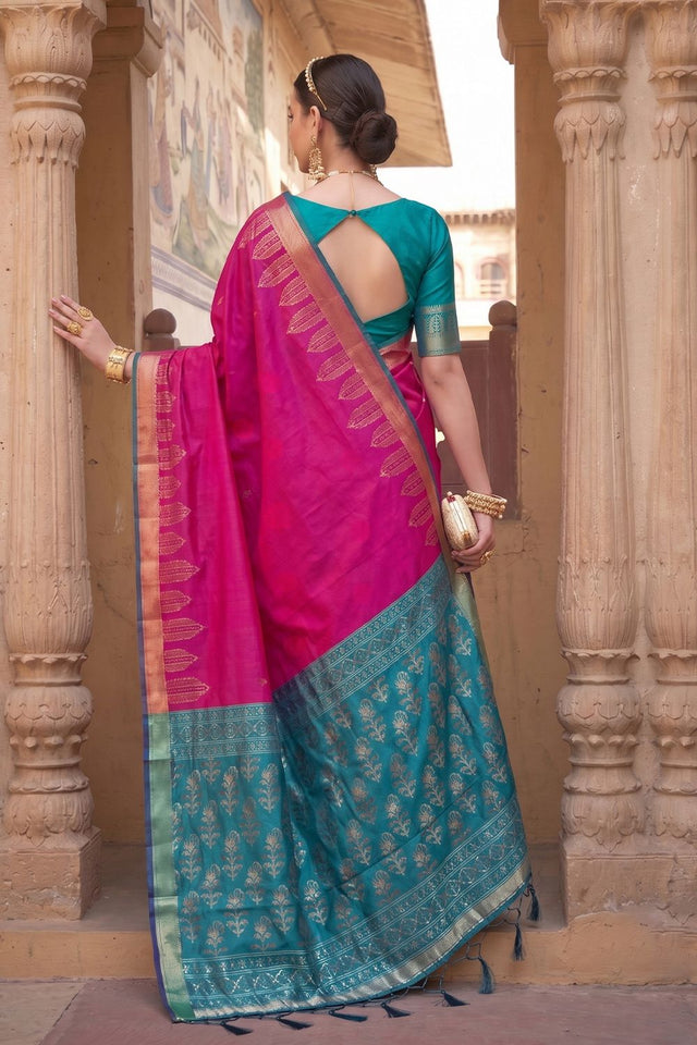 Pink Woven Soft Silk Saree (ACA9861)