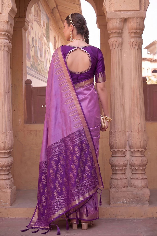 Violet Woven Soft Silk Saree (ACA9865)